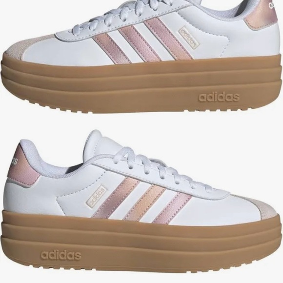 Adidas Women's White and Pink Platform Sneakers - Picture 2 of 9